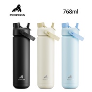 POWCAN 26oz(768ml) Insulated Water Bottle with 2-in-1 Straw and Spout Lid, Keep Cold 24H, Leak-Proof
