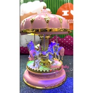 Merry-Go-Round Unicorn Carousel Music Box Horse Vintage Horse Carousel Music Box Kids Toys LED Light