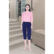 Purple shorts with 2 pleated edges, 7 cm waistband QL1083TT5