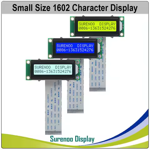 Surenoo 162 16X2 1602 Smaller Character LCD Module Display Screen LCM STN Yellow Green Blue Negative