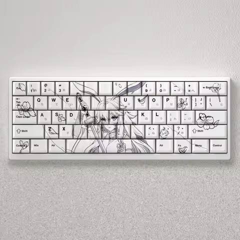 98 Keys Yae Sakura Keycaps Anime Key Cap Cherry PBT Side Print Translucent for Wooting61 Made68 MCHO