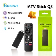 Drop Shipping iATV Q3 H313 Black TV Stick Android 10.0 4K HDR Mini Smart TV Box BT5.0 WiFi Voice Remote Portable Set Top Box