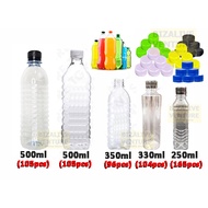 Thick Round Plastic Bottle 500ml , 350ml , 330ml , 250ml (Bottle Cap Included) Botol Kosong Tebal | 