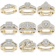 Sanjie Couple Ring Gold-Plated Inlaid Zircon Ring Classic Jewelry#A6J2#