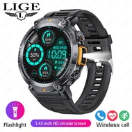 Hot LIGE Smart Watch Men Bluetooth Call 100 Outdoor Sports Flashlight Men Watches  Monitor Men Smart