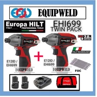 EUROPA HILT 12V COMBO (E12ID + E12ID)  CORDLESS IMPACT DRIVER TWIN PACK 2.0AH SET (EHI699) LIKE BOSCH MAKITA MILWAUKEE