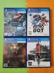 售 二手 Sony Playstation PS4 VR Game 4隻 藍光碟 遊戲 PSVR PS4VR Games (PS5VR2 不能玩) 調景嶺地鐵交收煩請自備環保袋#地球日優惠