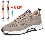 Men Sneakers Elevator Shoes Hidden Heels Breathable Heightening Shoes For Men Increase Insole 8CM