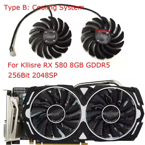 Video Cards Fan,T129215SU,VGA GPU Cooler,PLD09210S12HH,2pcs/Set,For Kllisre RX 580 8GB GDDR5 256Bit 