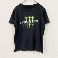 MONSTER 短袖印花T卹，能量飲料圖案，黑色，古著