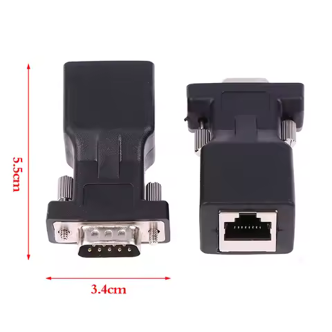 - 1pcs DB9 RS232 Male/Female To RJ45 Female Adapter COM Port To LAN Ethernet Port Converter -