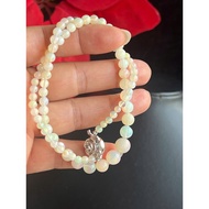 Natural opal necklace with chasing beads 3.8 to 8.2 mm long, 42 cm long, very strong fire siliver si