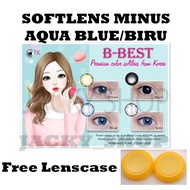 B-Best Softlens minus Aqua Blue/Biru + GRATIS Lenscase