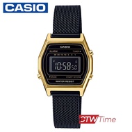 Casio Standard นาฬิกาข้อมือผู้หญิง สายสแตนเลส รุ่น LA690WEMB-1BDF สีทอง / หน้าดำ