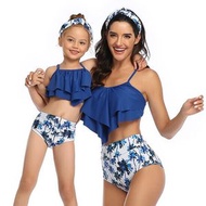 全城熱賣 - 親子泳衣(兒童)【藍雙尖荷葉】【104-164碼】(下單後請聯絡客服確認發貨尺碼)