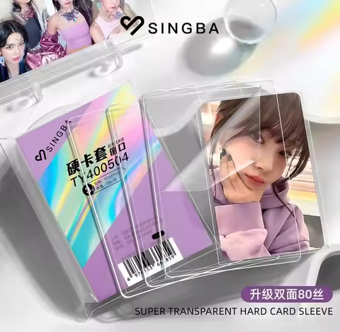 SINGBA Premium 3Inch Hard Card Sleeves Thick Protective Cover Ultra Clear Compact Holder for Polaroi