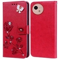 Diamond Embossing Print Rose Phone Case For Sharp Aquos wish4 SH-52E wish 4 Book Leather Full Silico
