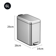 JustLiving 10/15/18L Stainless steel garbage cans Household Pedal Bin Trash Can Mute Stainless Steel