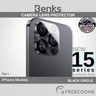 BENKS iPhone 15 15 Pro Max 14 Plus 14 ProMax / 12 13 Mini BLACK CIRCLE LENS Camera Protector Dust Free Full Cover