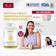 【Official】Unichi Omega-3 DHA Gummy, Improve Focus & Memory Retention, Supports Brain Performance, Re