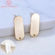 ☃(2270)10PCS 21x8MM 24K Gold Color Brass Long Oval Shape Stud Earrings Pins High Quality Diy Jew ☆♠