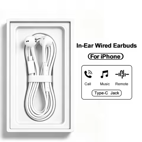 Type C Wired Earphone For iPhone 17 16 15 14 13 12 Pro Max In Ear Earbuds 3.5MM For IOS Jack Headpho