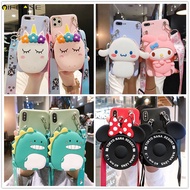 OPPO R17 Pro R15X K1 R15 R11S Plus R11 Case Minnie Mickey Unicorn Dinosaur Lanyard Wallet Card Package Cute Case Cover