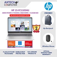 HP 15-fc1103AU / 15-fc1105AU 15.6" FHD IPS Laptop ( R5 7535HS, 8GB, 512GB SSD, ATI, W11, HS+M365 )
