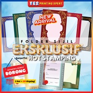 [HARGA BORONG] 1 SET- 50PCS FOLDER SIJIL EKSKLUSIF TERMASUK PVC PLASTIK JERNIH & HOT STAMPING EMAS M