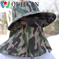 QUILLAN Man Sun Hat,  Cotton Sunscrean Bucket Hat, Fashion Neckline Mask Face Mask Wide Brim Cover Face Cap Hiking