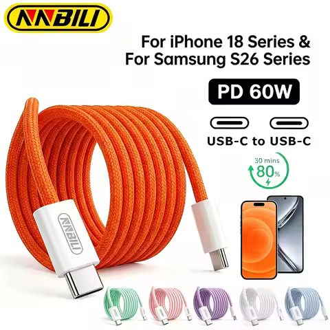 NNBILI Original PD 60W Fast Charger USB C to C-Type Cable for Apple iPhone 18 17 16 15 Pro MAX Samsu