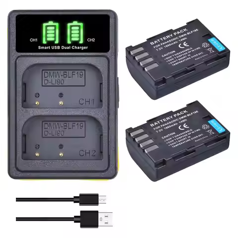 Batmax 1860mAh DMW-BLF19 BLF19E DMW-BLF19PP battery+LED Dual USB Charger with Type C Port for Panaso