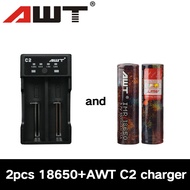 AWT 18650 3500mah 35A Rainbow battery With AWT C2 li-ion battery charger