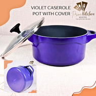 Non-Stick Granite Stone Violet Casserole with cover kitchen cookware, Healthy non-stick frying fan o