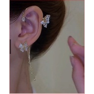 1PC Classic Butterfly Earrings Ear Clip Long Tassel Earring Fake Earing Fashion Accessories