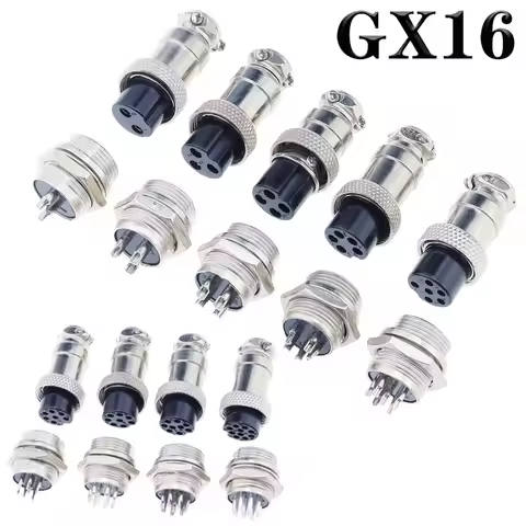 Aviation plug GX16 small metal aviation socket 2/3/4/5/6/7pin electric cable terminal fixed type and