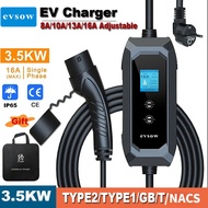 evsow Type 2 EV Charger 3.5KW 16A Portable Electric Car Charger For GBT Type 1 EV Charger Station Wa