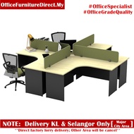 L-Shape 4 Seater Workstation Office Table Cubicle (Include Install) VSS G Series Cluster of 4 OFDire