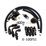 Adjustable fuel pressure regulator+AN6 Fuel Line Hose+Fittings Black