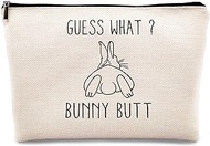 kdqua Guess What? Bunny Butt Makeup Bag,funny Bunny Easter Gift for Rabbit Lovers Girls Women,Rabbit Lovers Teen Girls Gifts, Gifts for Bunny Lovers, Animal Lover Gift Gifts Linen Cosmetic Bag