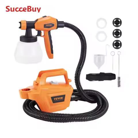 SucceBuy HVLP Paint Sprayer 500W/1300W Electric Spray Paint Gun with Air Hose 1300ml Container HVLP