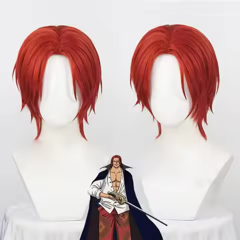 1 red medium cut short hair One Piece anime Shanks style cosplay wig