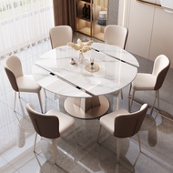 【SG Sellers】 Marble Dining Table Extendable Dining Table Foldable Dining Table Round Table Dining Room Furniture Scratch Resistant High Temperature Marble Dining Chair Restaurant