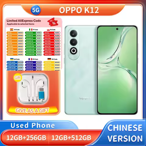 OPPO K12 5g 256GB 512GB ROM 12GB RAM 6.7inch 2412x1080px 5500mAh Battery 50MP Camera Used Phone