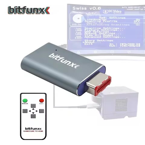 Bitfunx GC2HDMI GC Digital Video Adapter AV to HDMI™ Convertor Line Doubler Scanline for Nintendo Ga