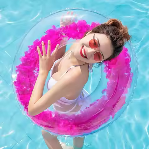 Adult Water Inflatable Transparent Feather Swimming Pool Swimming Pool Buoy Mount Floating Row Rainb