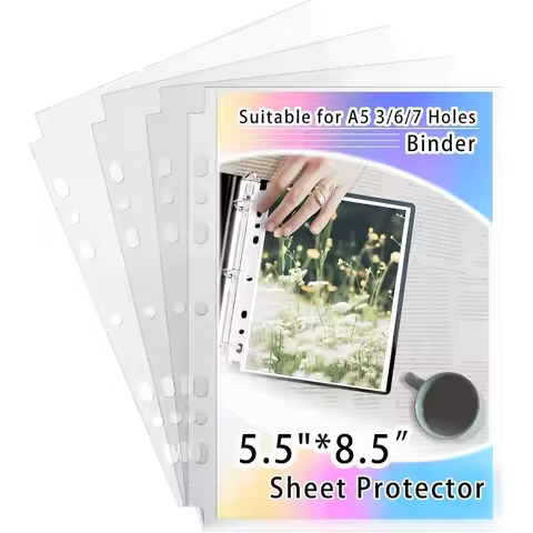 20 Pack Heavy Duty Sheet Protectors 5.5x8.5 Ih A5 Binder 6 Ring Clear Photo Sleeves 40 Pockets for K