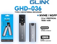 กล่องแปลงใส่ M.2 เป็น External SSD M.2 ต่อออกได้ทั้ง USB 3.0 หรือ USB TYPE-C GLINK GHD-036 Enclosure