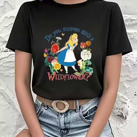 Women'S Alice in Wonderland Graphic T-Shirt - Alice & Mad Hatter Tea Party Design with "Do You Suppo