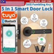 5-in-1 Tuya B7 Smart Door Lock Fingerprint Password RFID Card Kunci Pintu Pintar Digital App Control